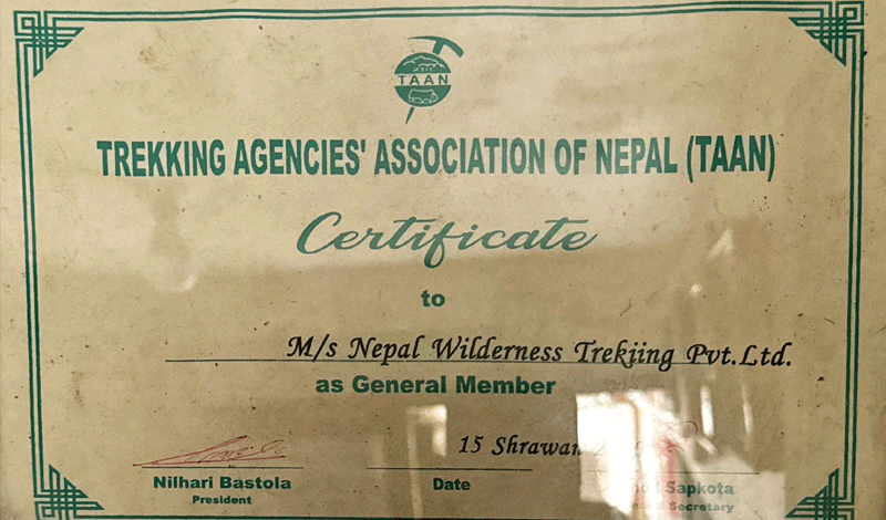 TAAN certificate 